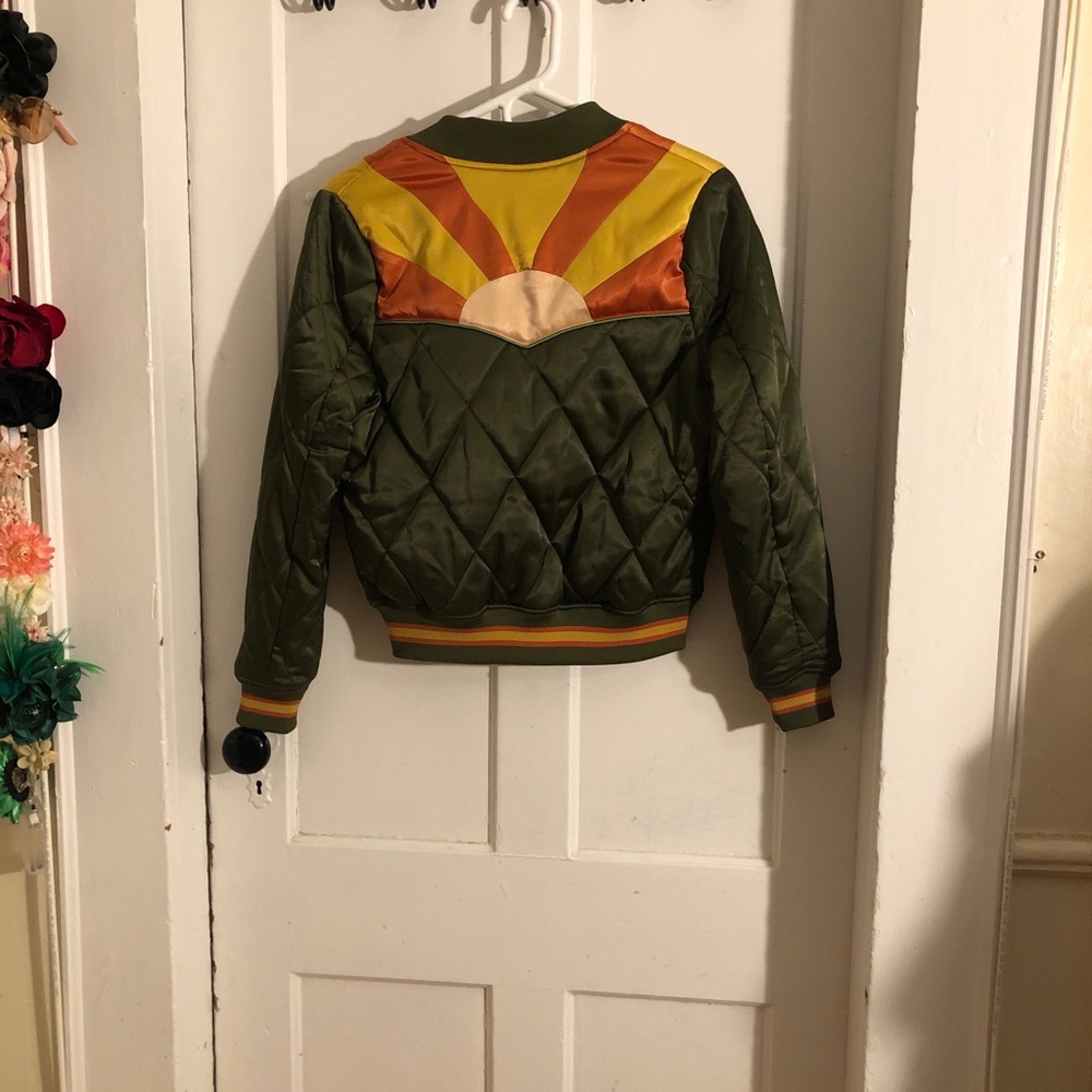 Classic Rock Couture Olive Green Sunburst Silky Bomber